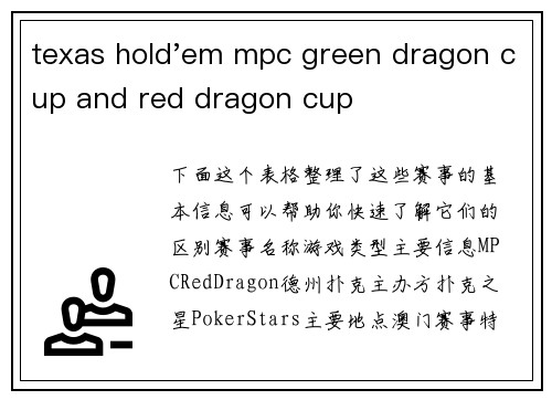 texas hold'em mpc green dragon cup and red dragon cup